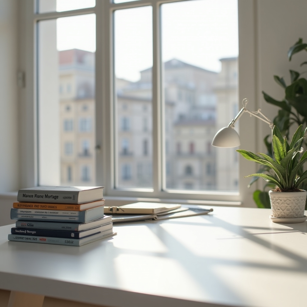 Ufficio formativo con materiali didattici su mutui e finanza immobiliare